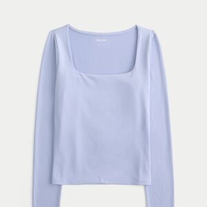 Hollister Blue Fitted Long Sleeve Blouse